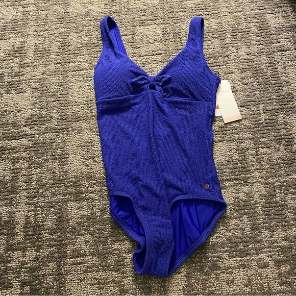 CALIA Women's Textured Tie Front One Piece Swimsuit - Picture 4 of 9